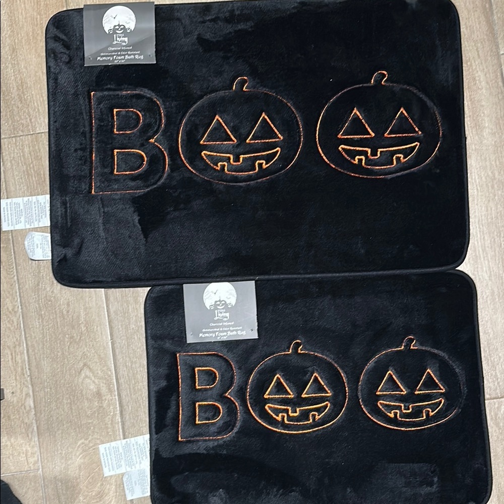 Memory Foam Pumpkin Boo Bath Rug Set